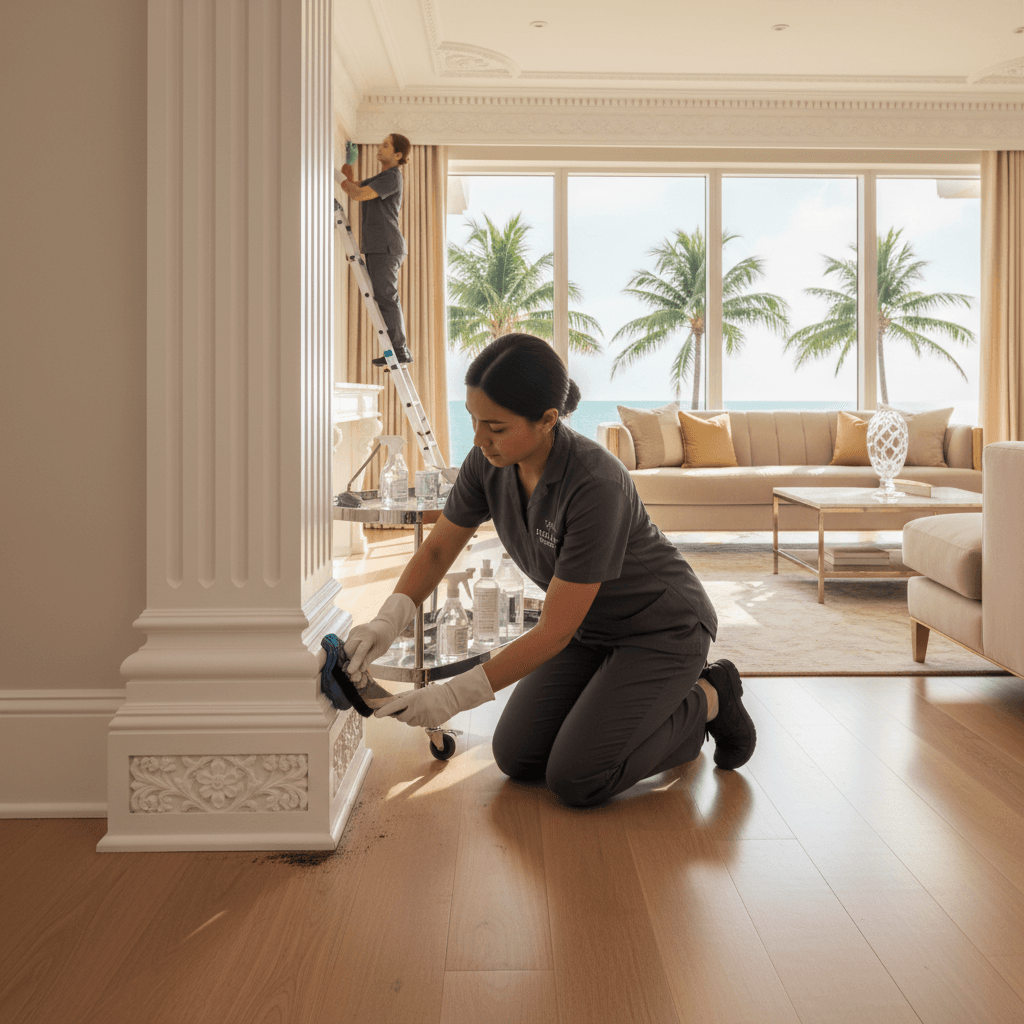 Deep cleaning service focusing on detailed surfaces and hard-to-reach areas